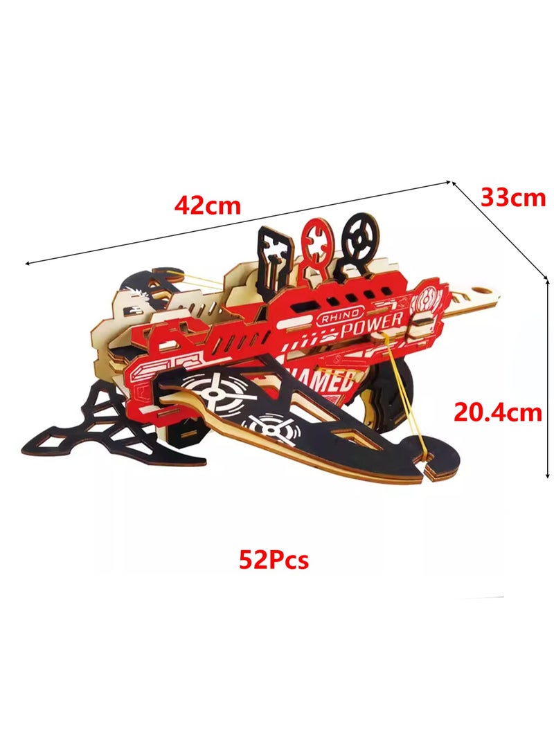 Children's 3D Wooden Model Puzzle Military Building Block Assembly Toys(Wind Flame Gun 52Pcs) - Image 2